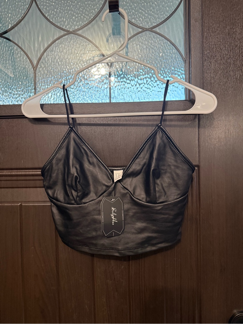 SOHYFUX Black Faux Leather Crop Top